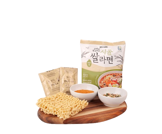 시골쌀라면 면과 스프 구성